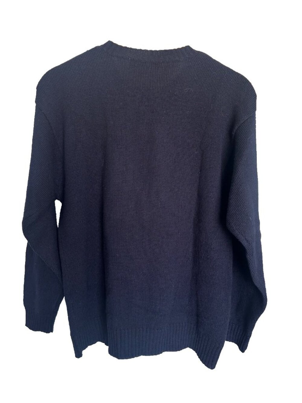 VTG 90s 100% Wool Horse Riding Equestrian Navy Crewneck Sweater Grandmillennial - Picture 2 of 8
